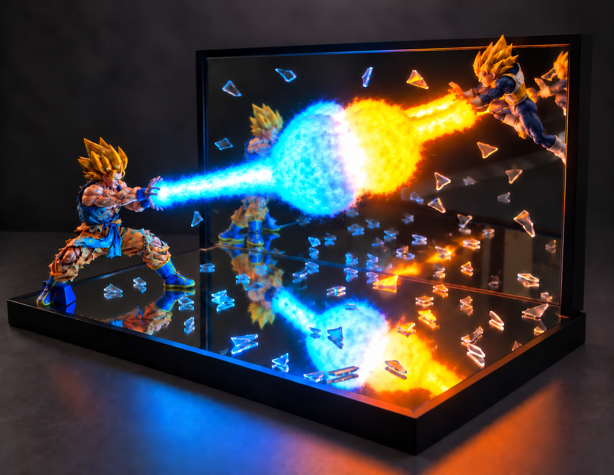 Sangoku vs Vegeta — Le choc des Saiyans | Diorama lumineux 3D