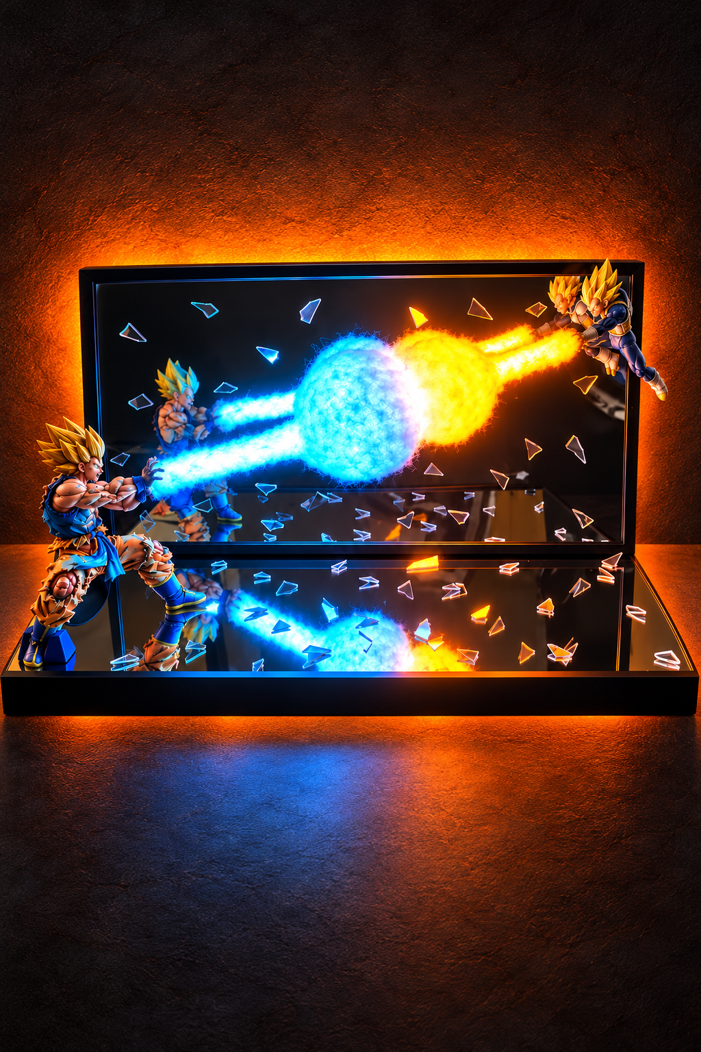 Sangoku vs Vegeta — Le choc des Saiyans | Diorama lumineux 3D