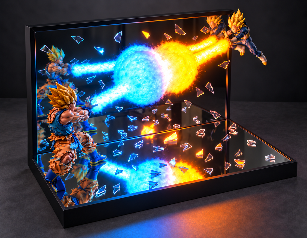 Sangoku vs Vegeta — Le choc des Saiyans | Diorama lumineux 3D