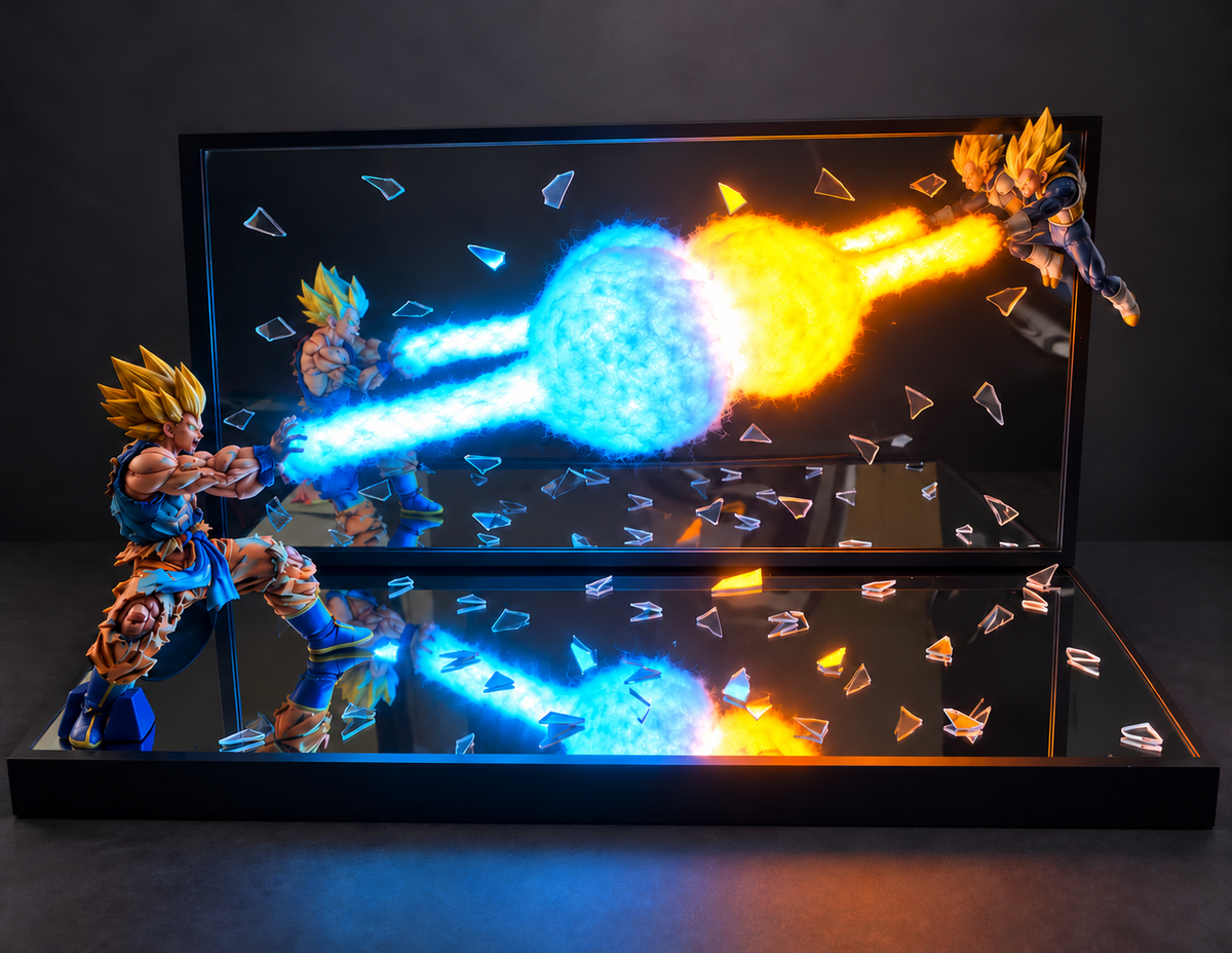 Sangoku vs Vegeta — Le choc des Saiyans | Diorama lumineux 3D